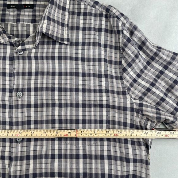 John Varvatos U.S.A. Shirt Mens XL Gray Black Plaid Button Front Long Sleeve - Picture 4 of 7